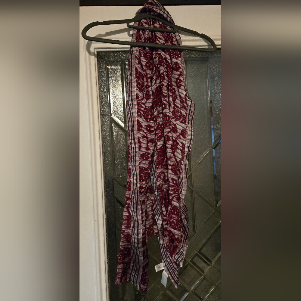 LOFT Burgundy and Gray Scarf